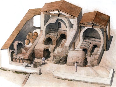 Detall d'un dels forns d'Ermedàs, segons la recreació de J.Sagrera